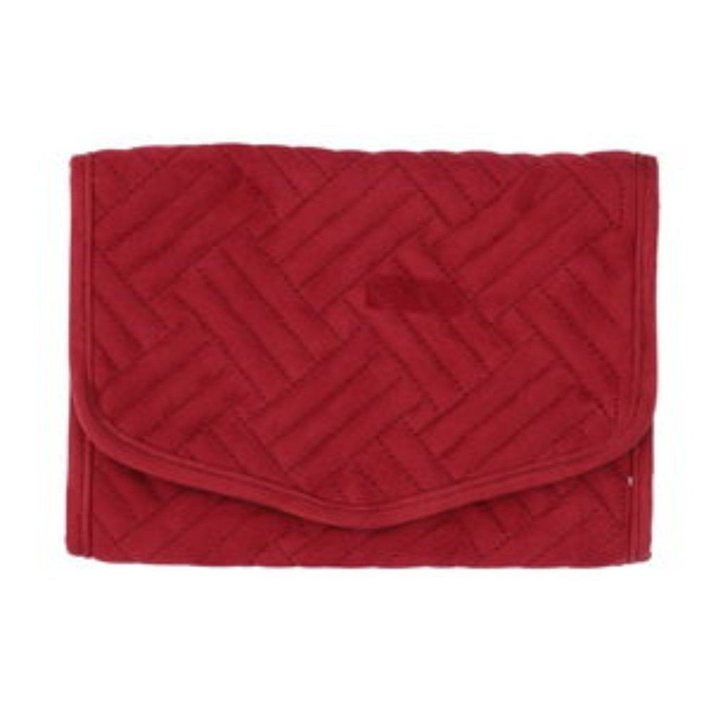 Three Fold Jewelry Roll Organizer (18.5" x 9") Burgundy